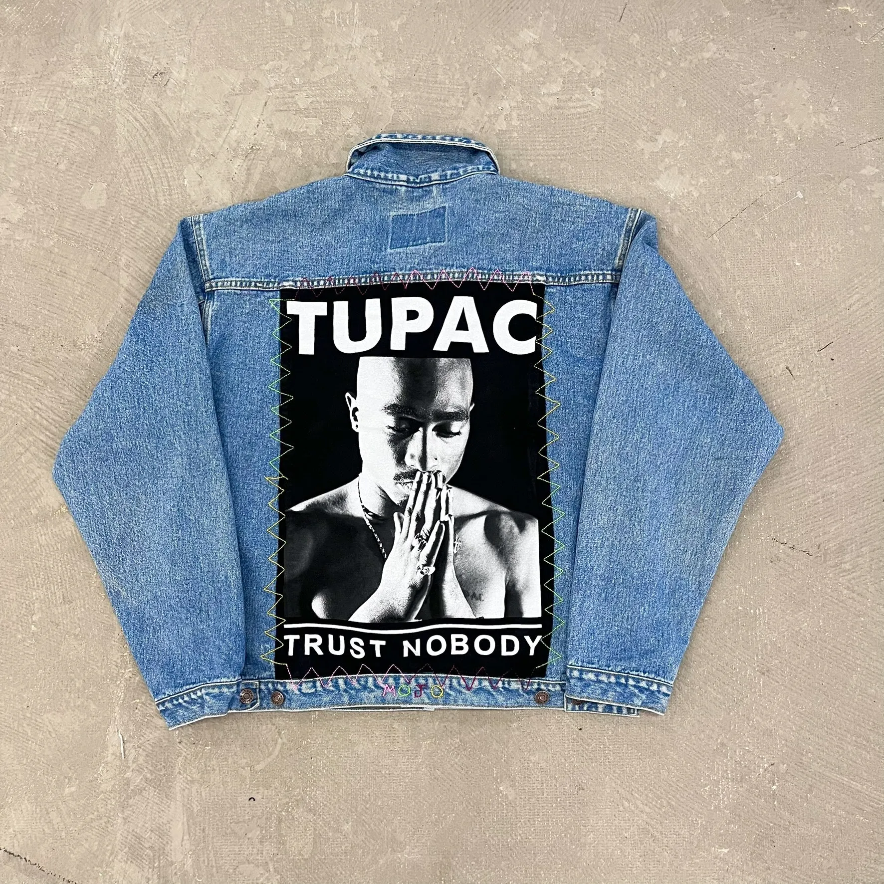 F- HOM Tupac Trust Nobody Reworked Custom Denim Jackets sold by HG Vintage product image thumbnail 5
