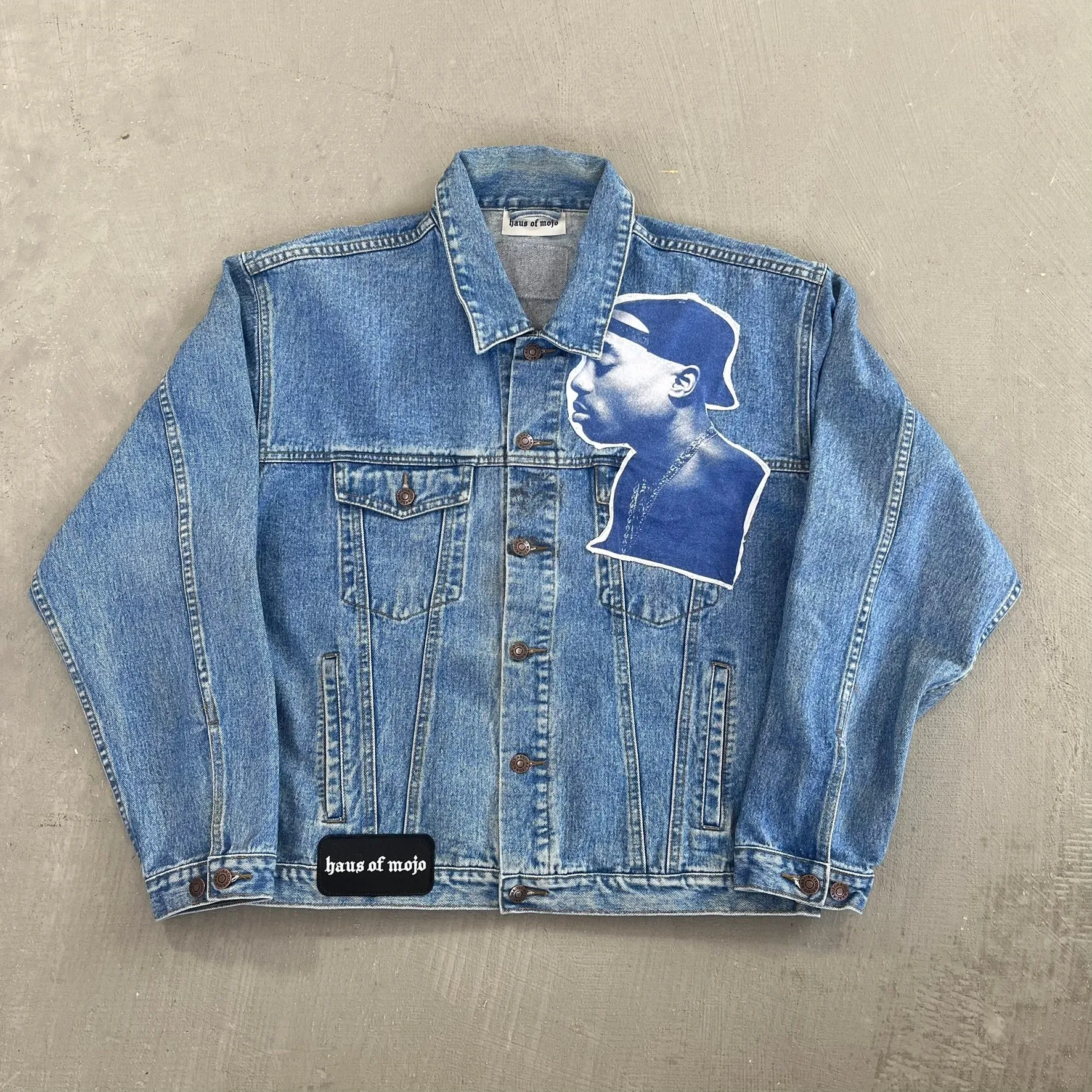 F- HOM Tupac Trust Nobody Reworked Custom Denim Jackets sold by HG Vintage