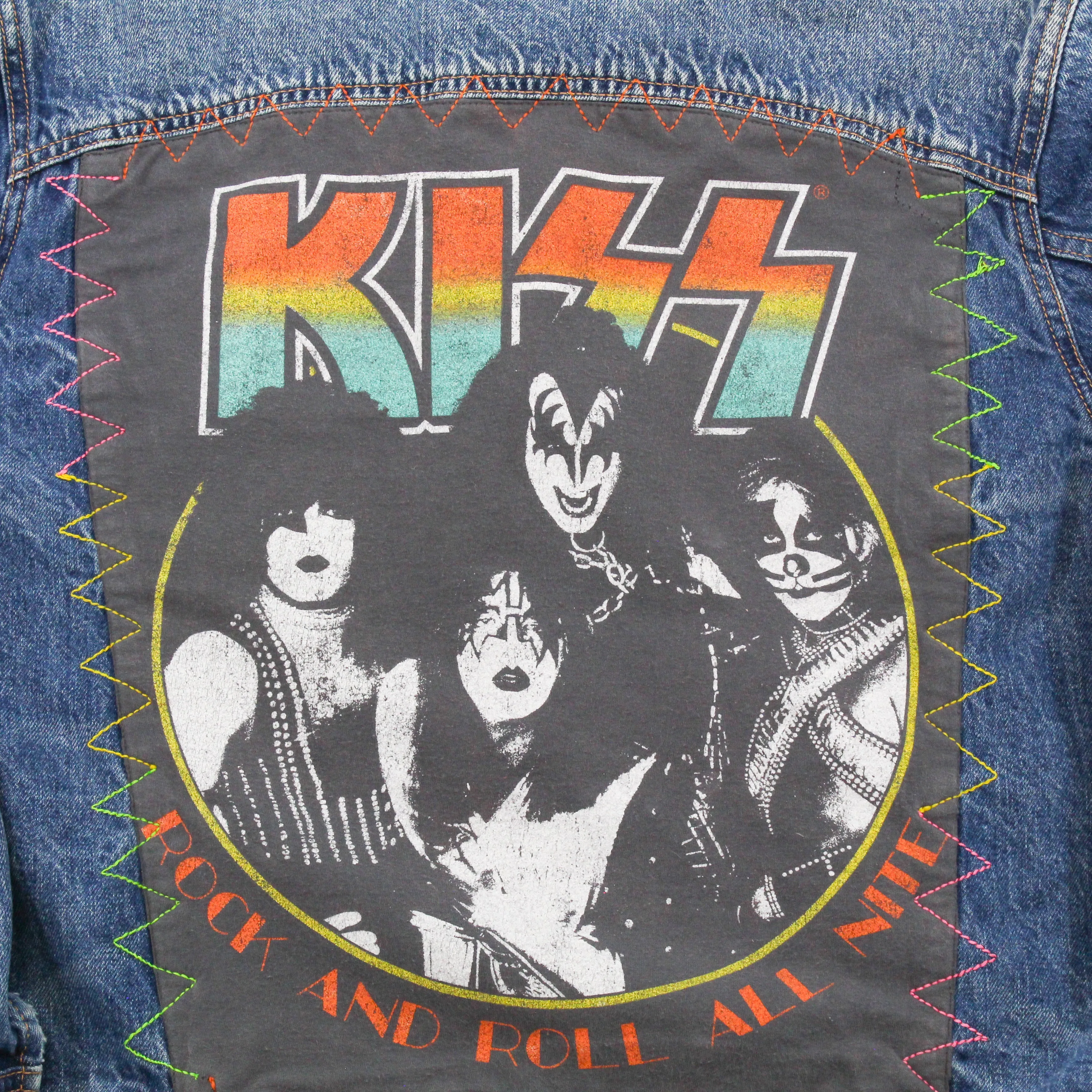 F- HOM Rolling Stones & Kiss Reworked Custom Denim Jackets sold by HG Vintage product image thumbnail 5