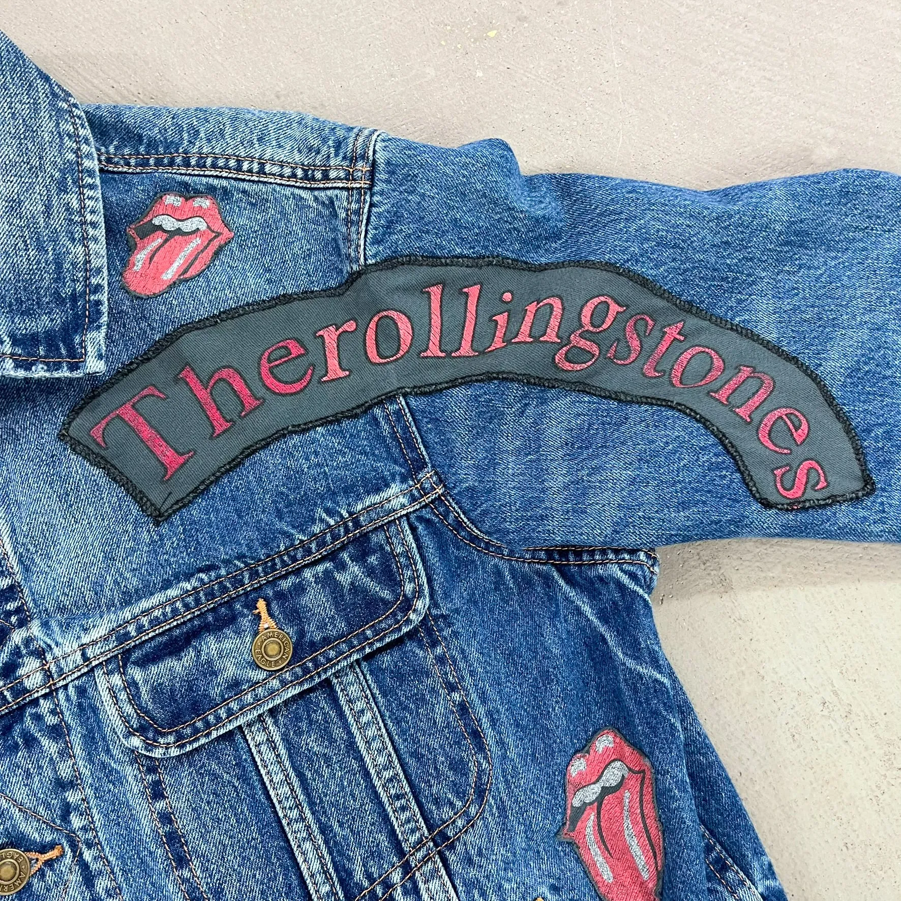 F- HOM Rolling Stones & Kiss Reworked Custom Denim Jackets sold by HG Vintage product image thumbnail 3