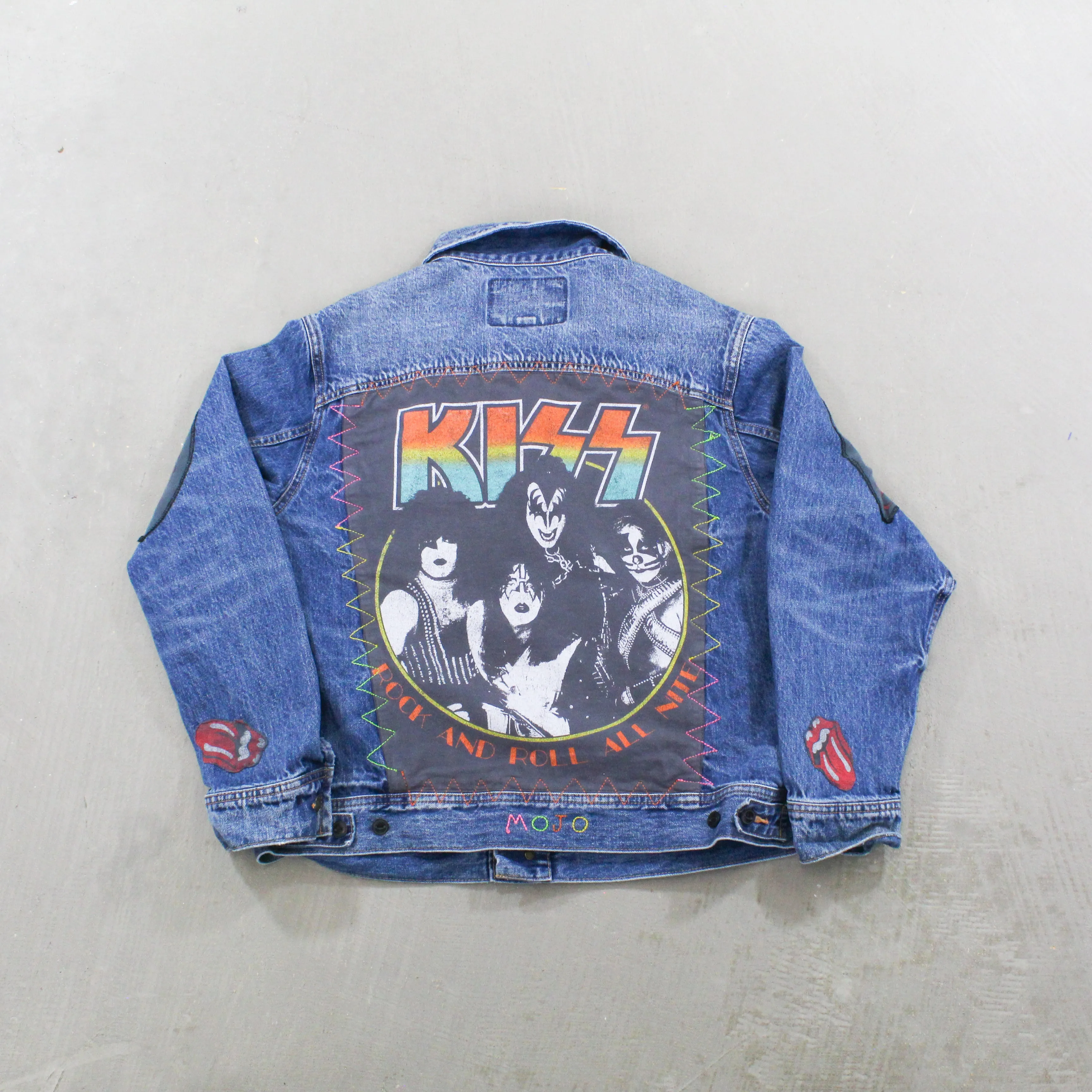 F- HOM Rolling Stones & Kiss Reworked Custom Denim Jackets sold by HG Vintage product image thumbnail 4