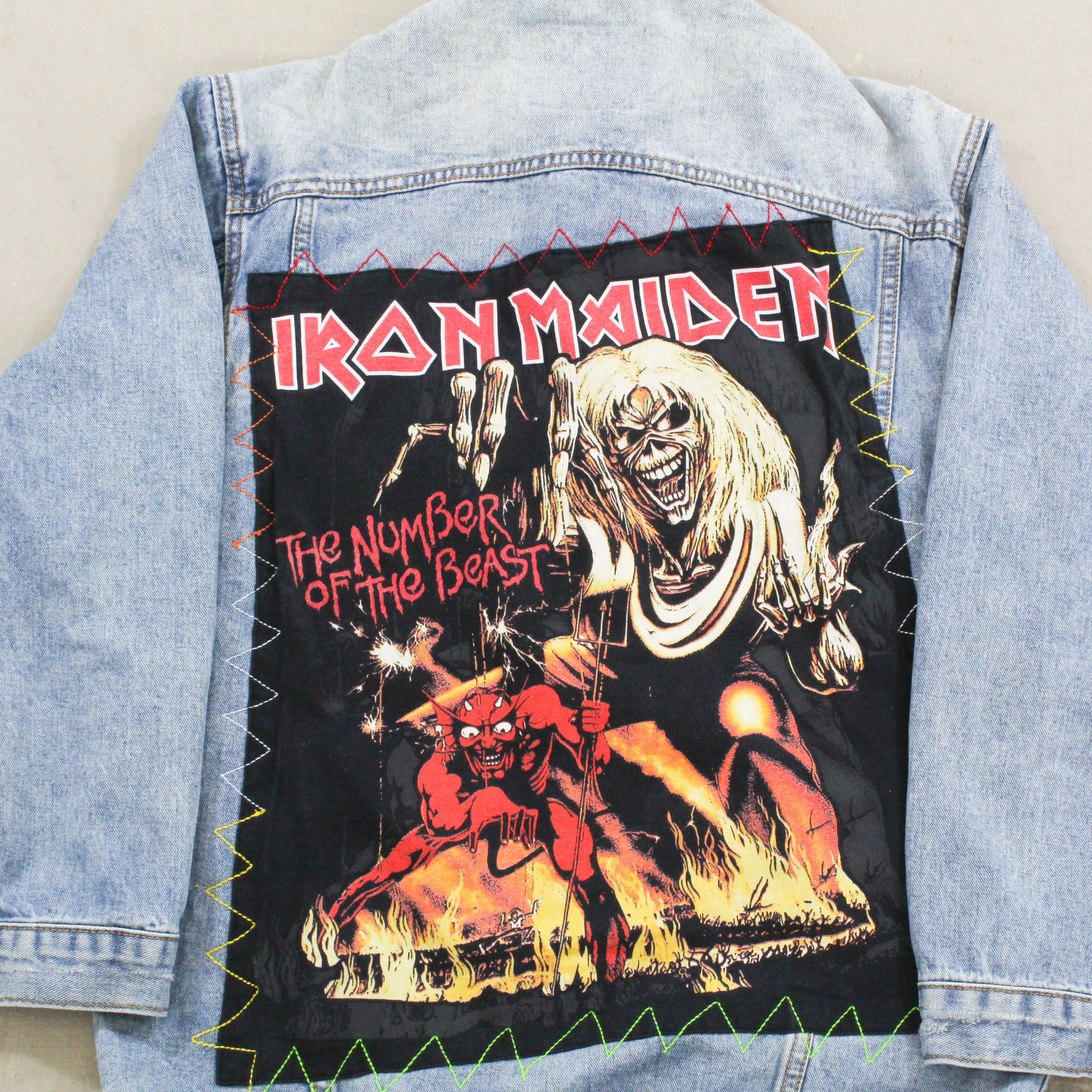 F- HOM Iron Maiden Reworked Custom Denim Jackets sold by HG Vintage product image thumbnail 5