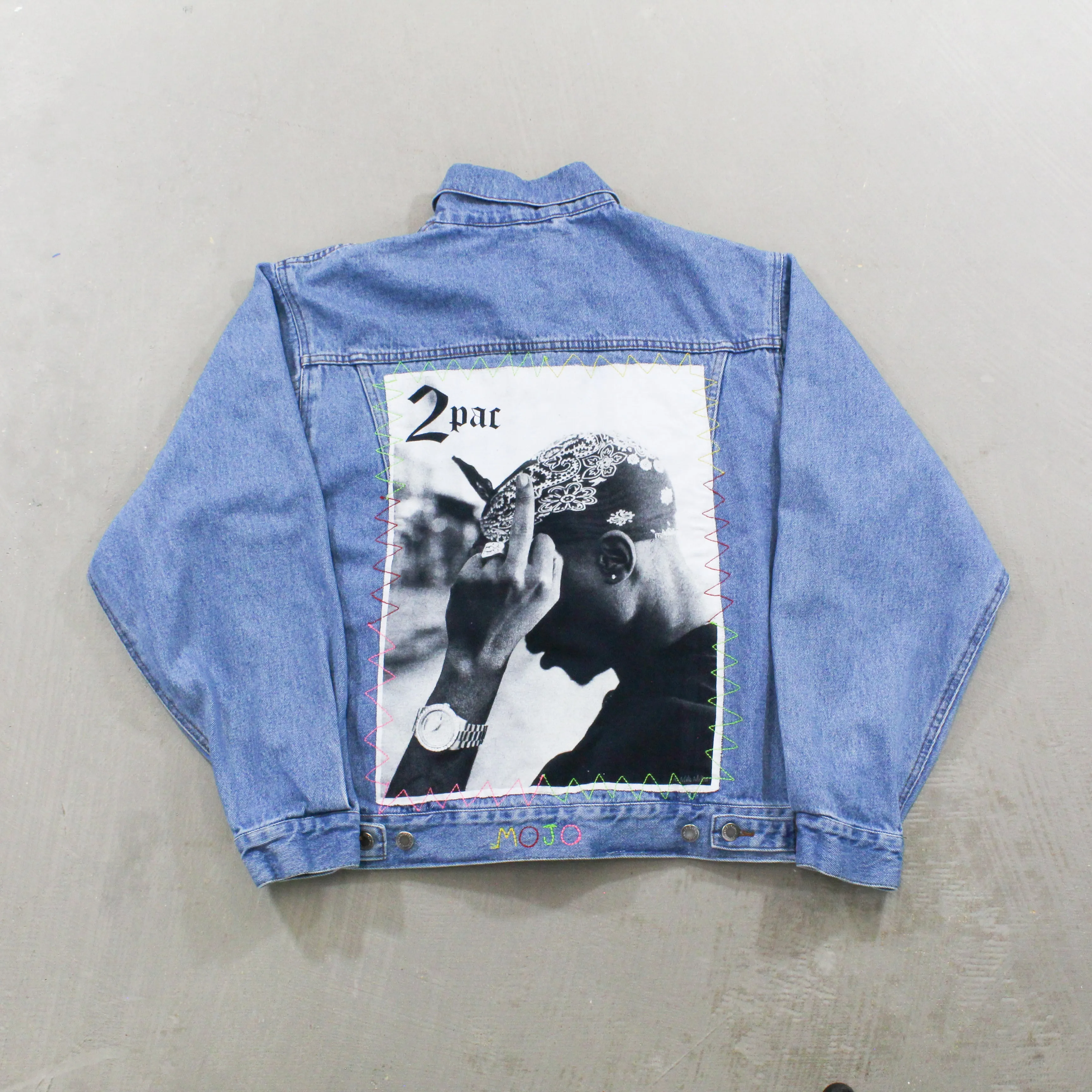 F- HOM Tupac Wrangler Reworked Custom Denim Jackets sold by HG Vintage product image thumbnail 2