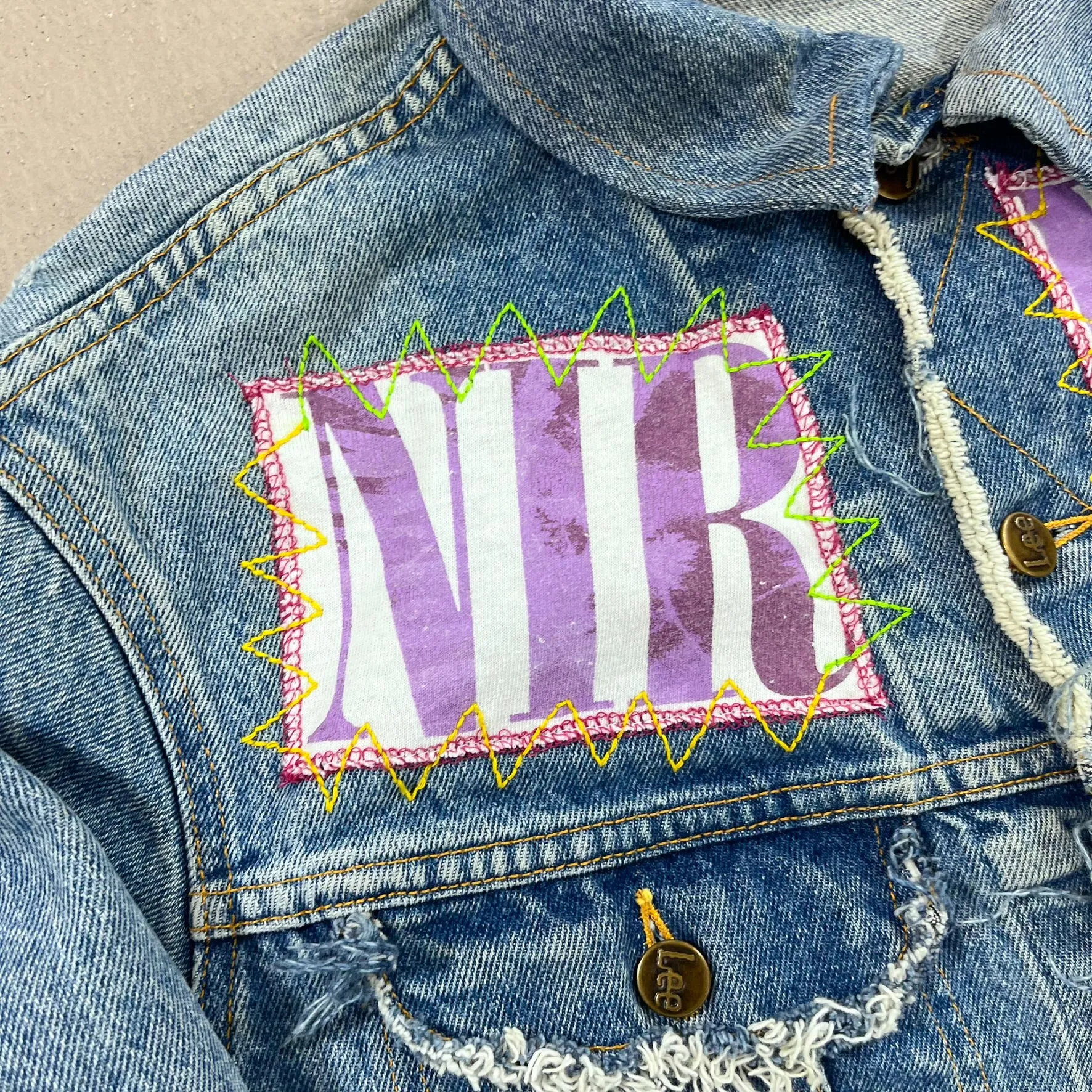 F- HOM Nirvana Lee Distressed Reworked Custom Denim Jackets sold by HG Vintage product image thumbnail 4