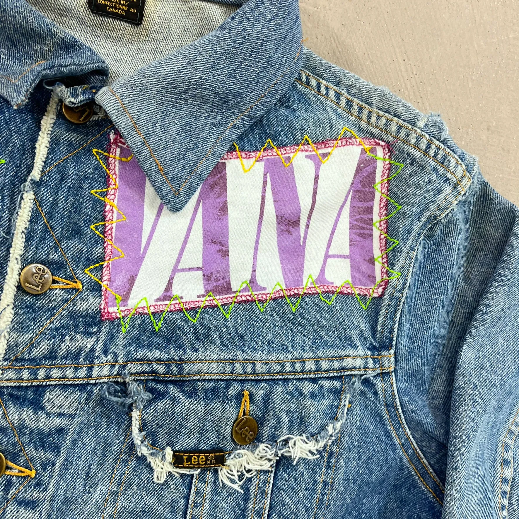 F- HOM Nirvana Lee Distressed Reworked Custom Denim Jackets sold by HG Vintage product image thumbnail 5