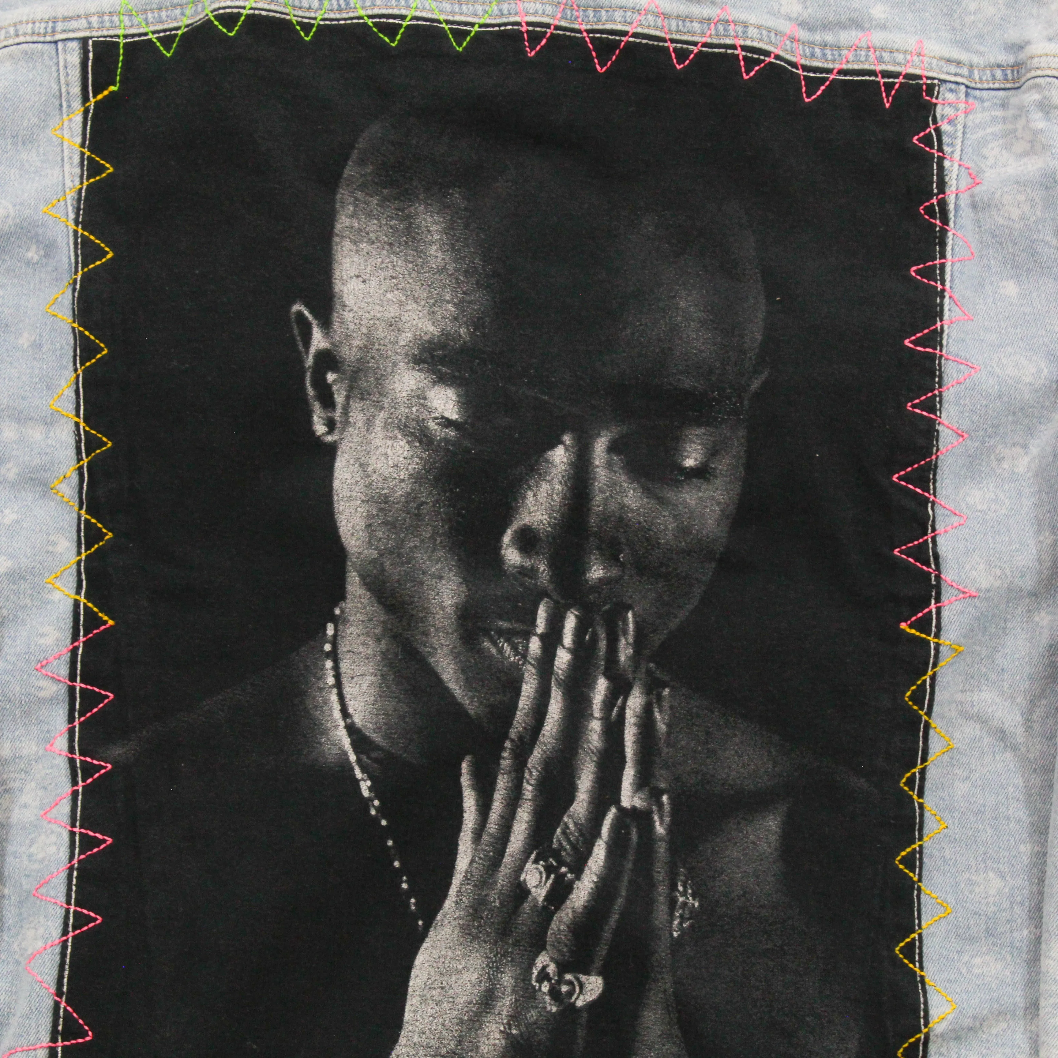 F- HOM Tupac Levi's Bandana Pattern Reworked Custom Denim Jackets sold by HG Vintage product image thumbnail 5