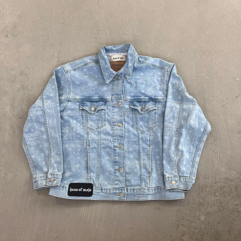 F- HOM Tupac Levi's Bandana Pattern Reworked Custom Denim Jackets sold by HG Vintage