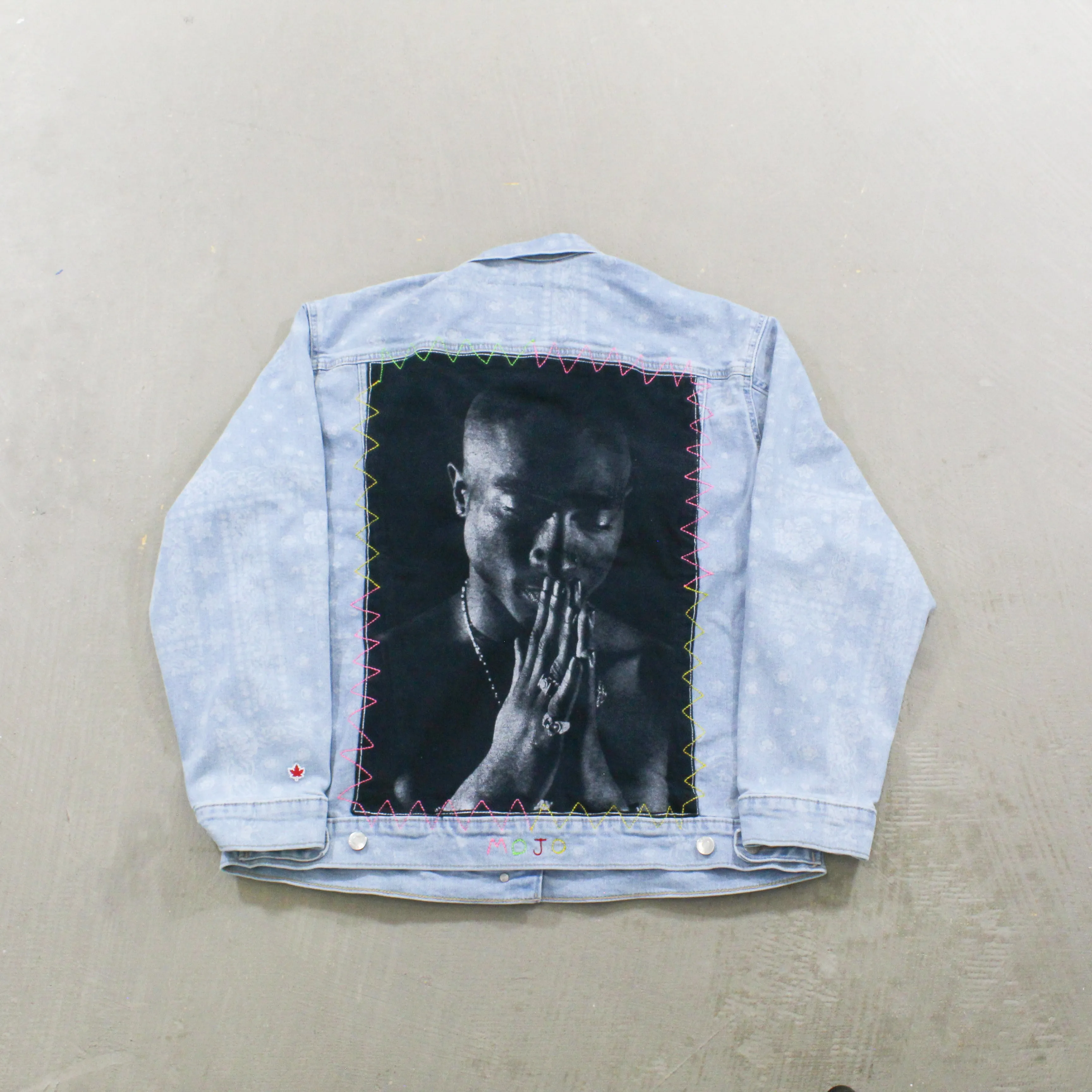 F- HOM Tupac Levi's Bandana Pattern Reworked Custom Denim Jackets sold by HG Vintage product image thumbnail 4