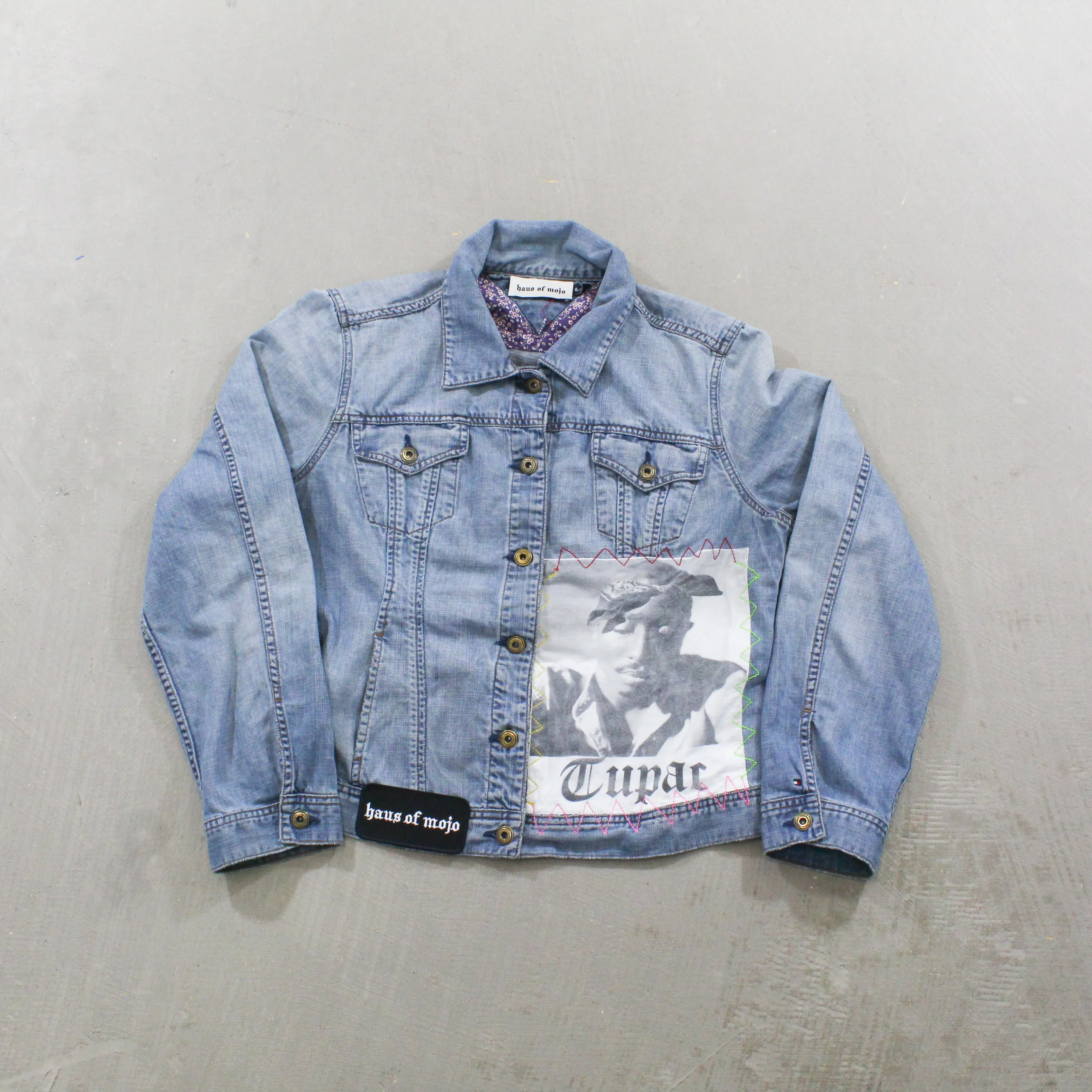 F- HOM Tupac Tommy Hilfiger Reworked Custom Denim Jackets sold by HG Vintage