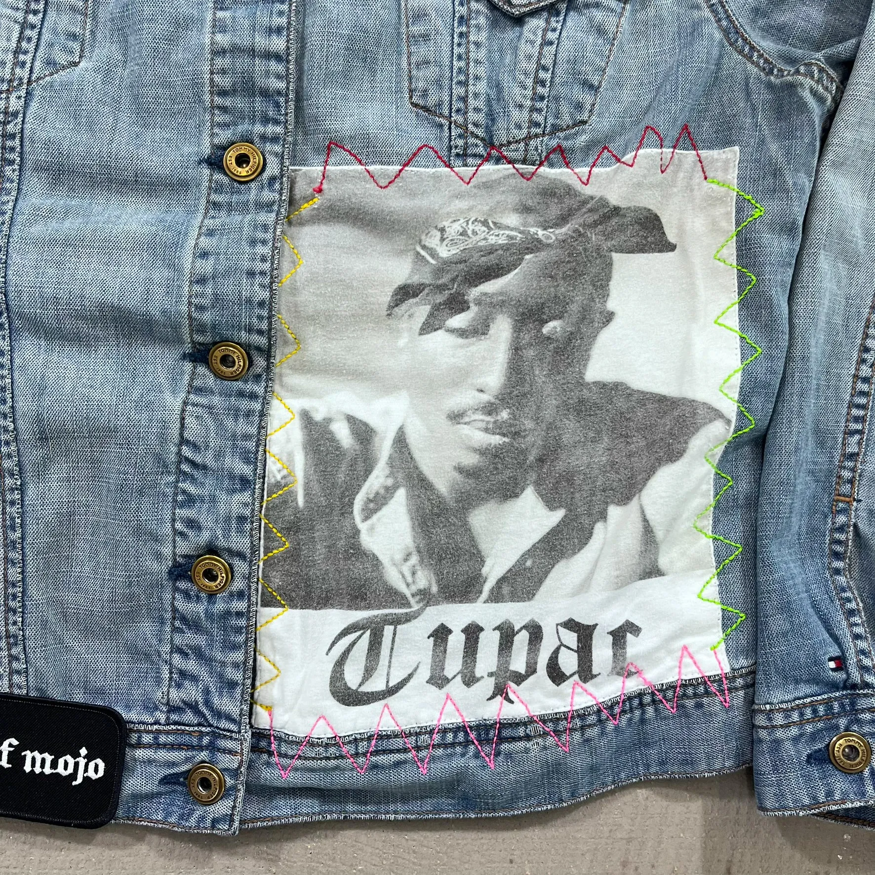 F- HOM Tupac Tommy Hilfiger Reworked Custom Denim Jackets sold by HG Vintage product image thumbnail 5