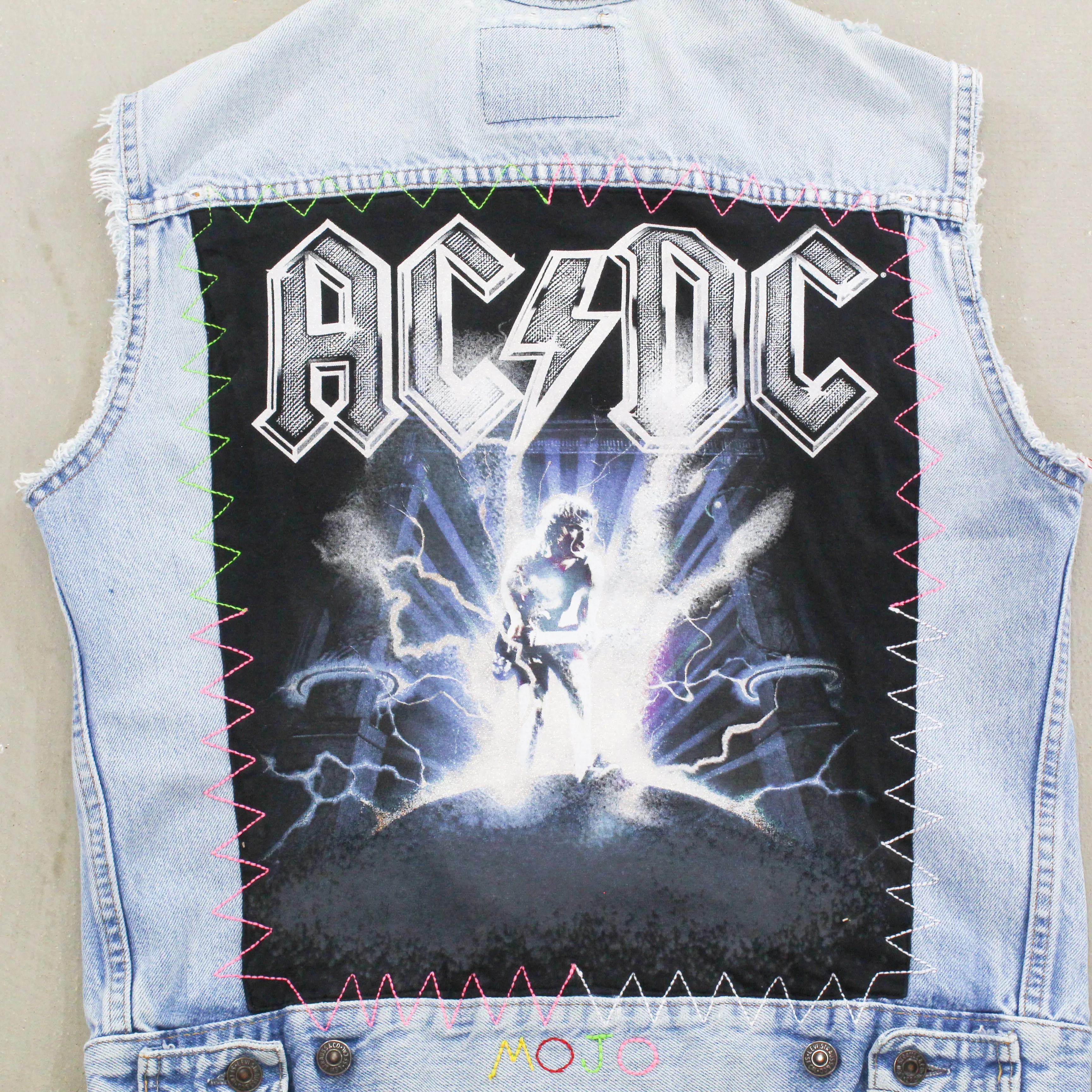 F- HOM AC/DC Levi's Reworked Custom Denim Vest sold by HG Vintage product image thumbnail 5