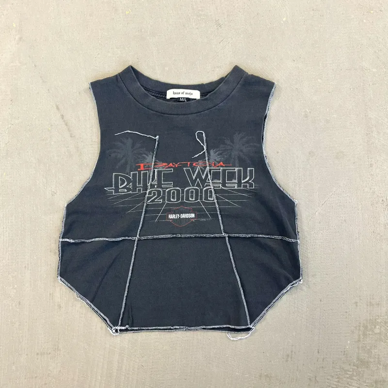 F- HOM Harley Davidson '00 Daytona Reworked Dbl Stitch Crop Top sold by HG Vintage