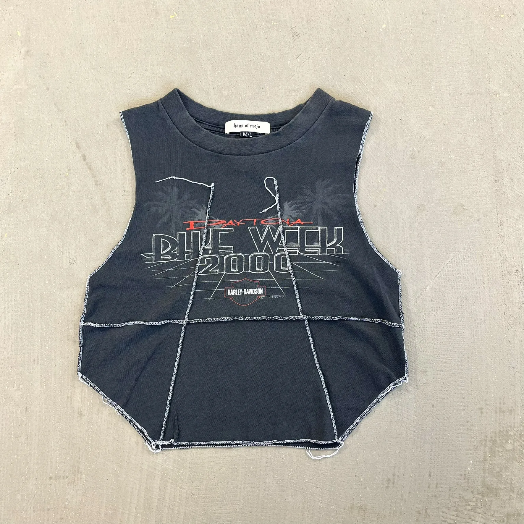 F- HOM Harley Davidson '00 Daytona Reworked Dbl Stitch Crop Top sold by HG Vintage