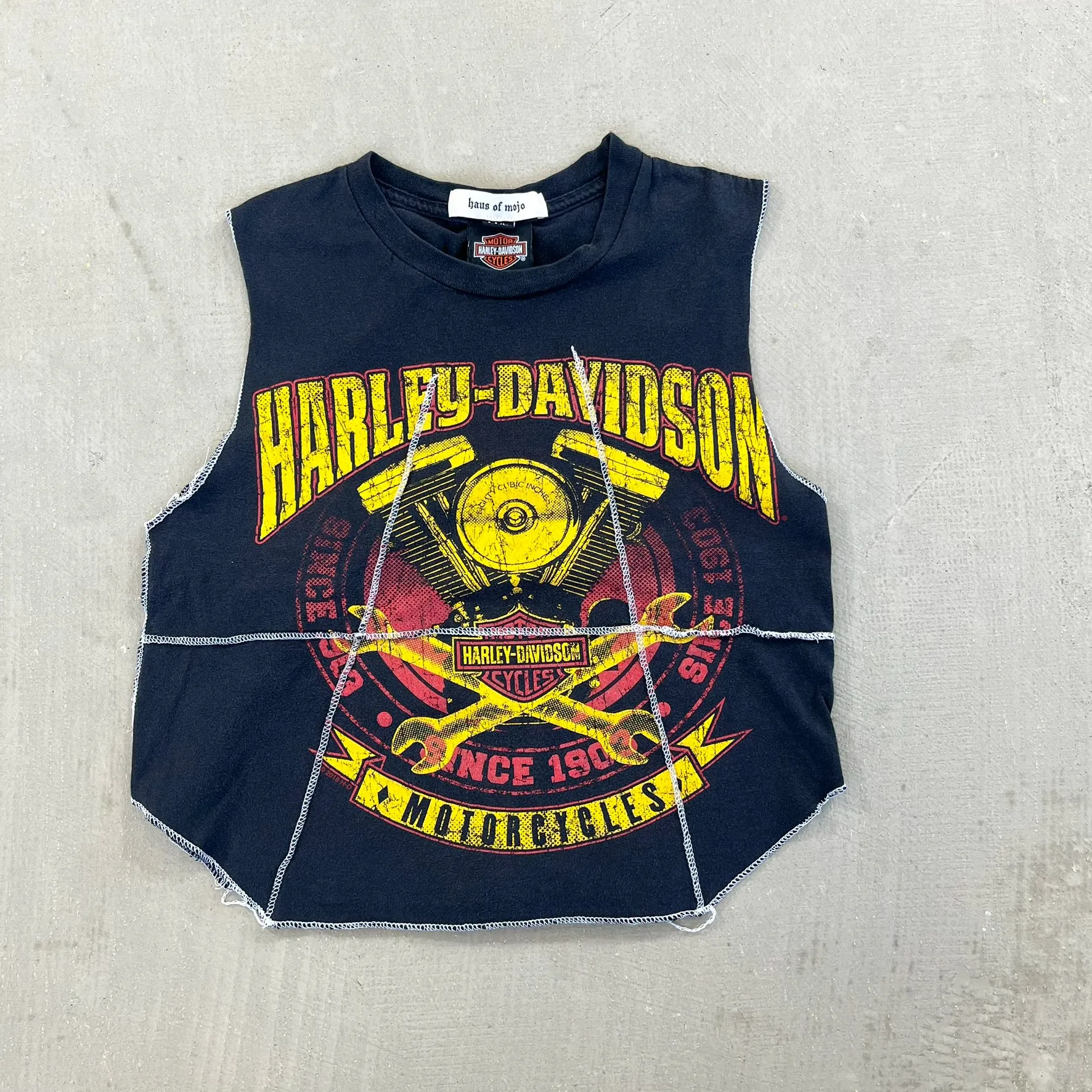 F- HOM Harley Davidson Portland Reworked Dbl Stitch Crop Top sold by HG Vintage