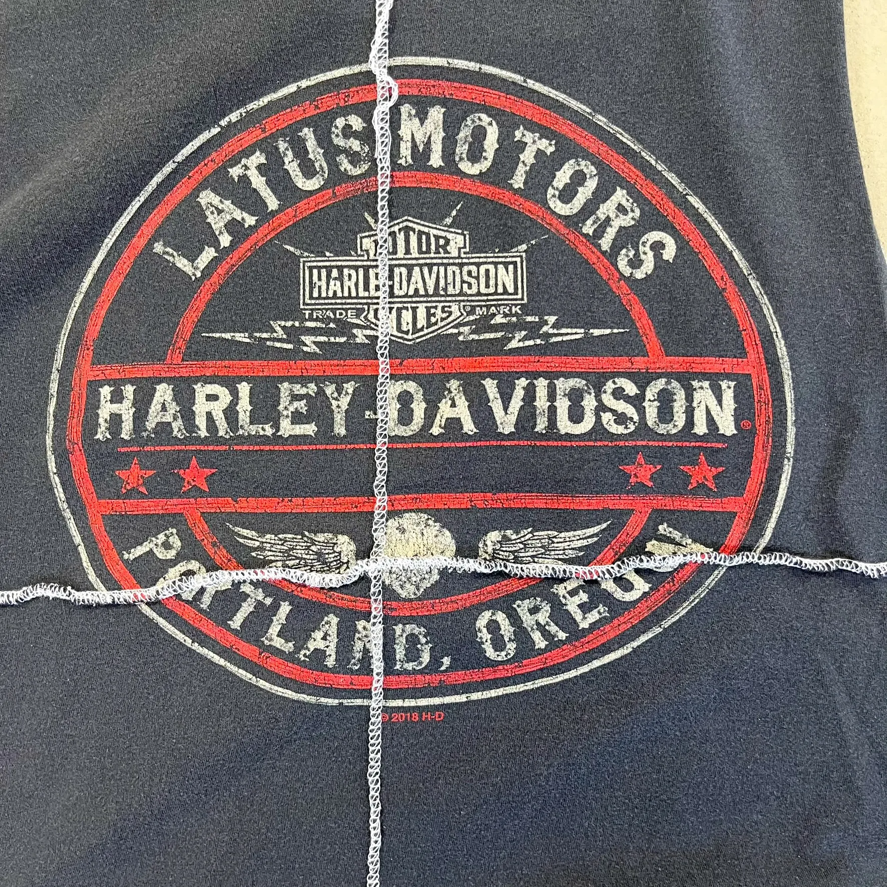 F- HOM Harley Davidson Portland Reworked Dbl Stitch Crop Top sold by HG Vintage product image thumbnail 5