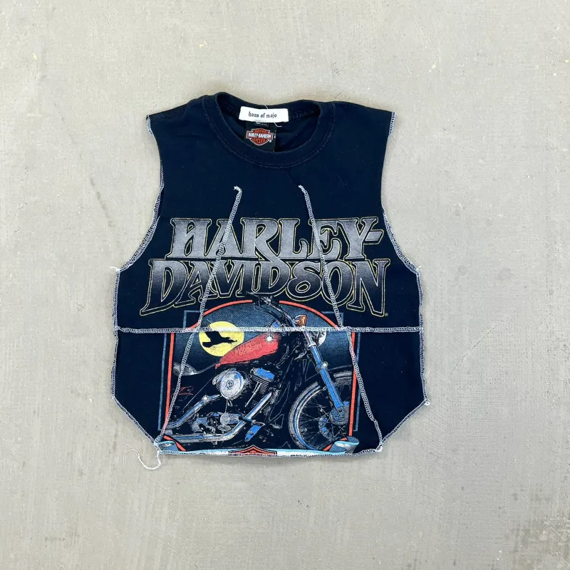 F- HOM Harley Davidson Kelowna Reworked Dbl Stitch Crop Top sold by HG Vintage