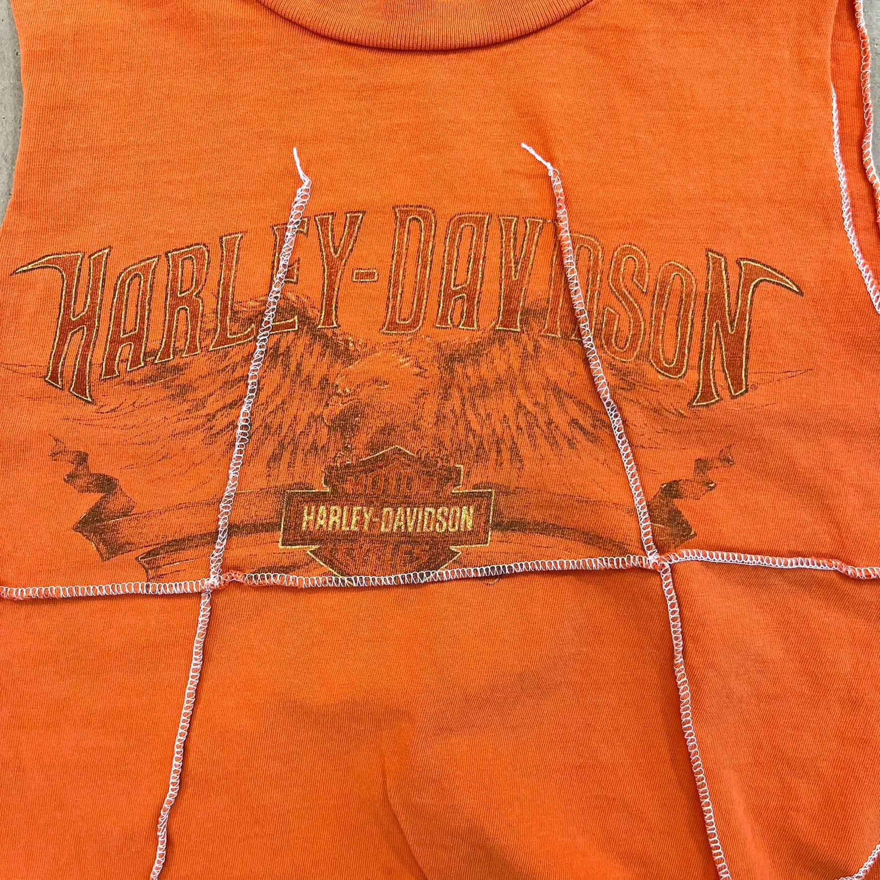 F- HOM Harley Davidson Indiana Reworked Dbl Stitch Crop Top sold by HG Vintage product image thumbnail 2