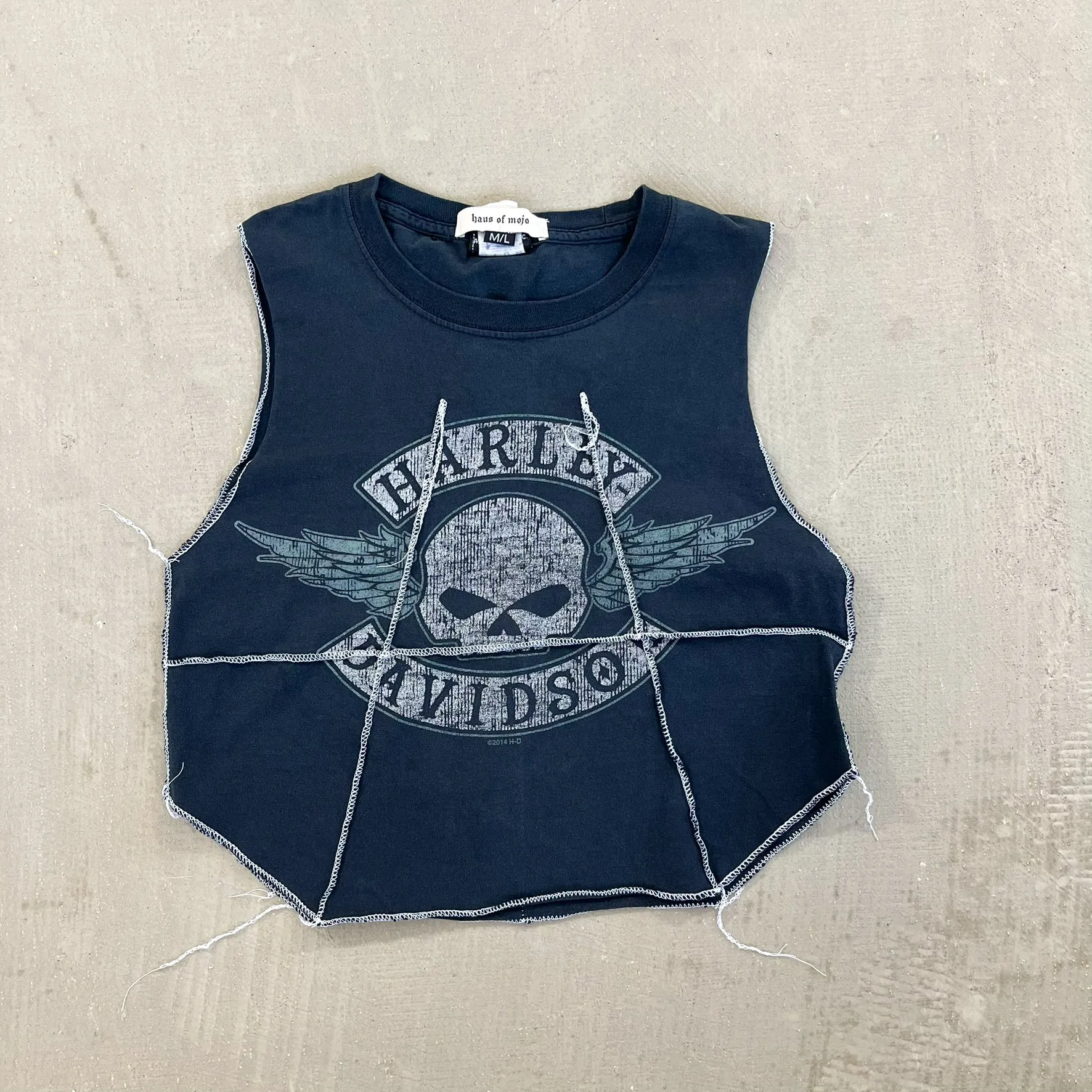 F- HOM Harley Davidson Gladstone Reworked Dbl Stitch Crop Top sold by HG Vintage