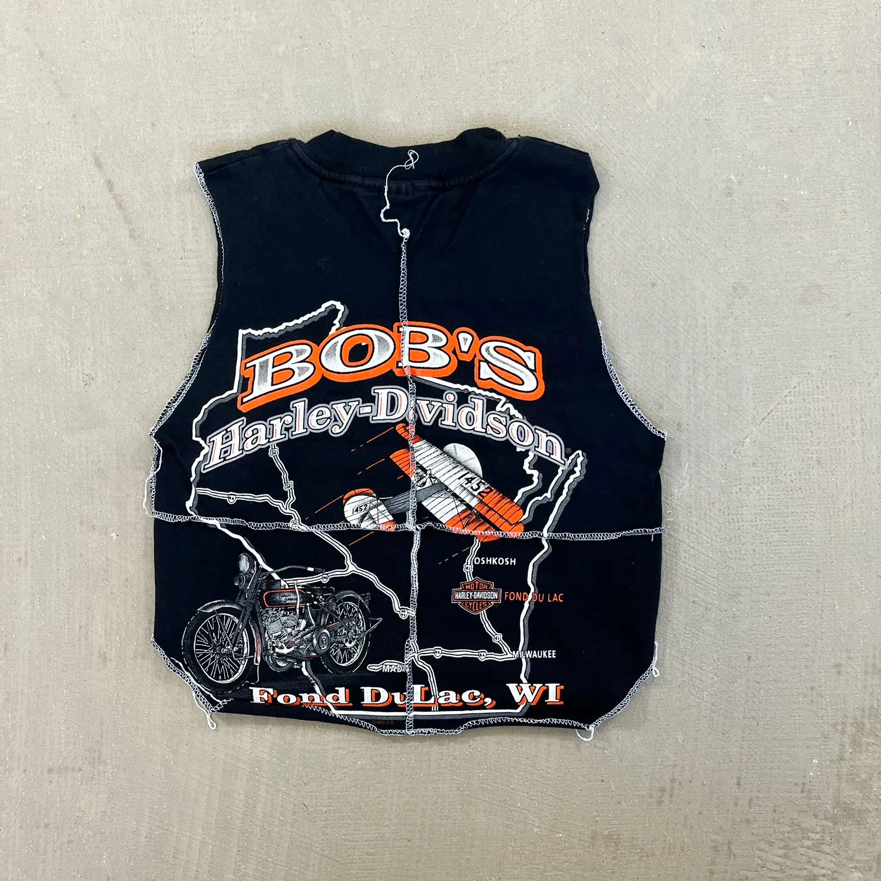 F- HOM Harley Davidson Wisconsin Reworked Dbl Stitch Crop Top sold by HG Vintage product image thumbnail 4