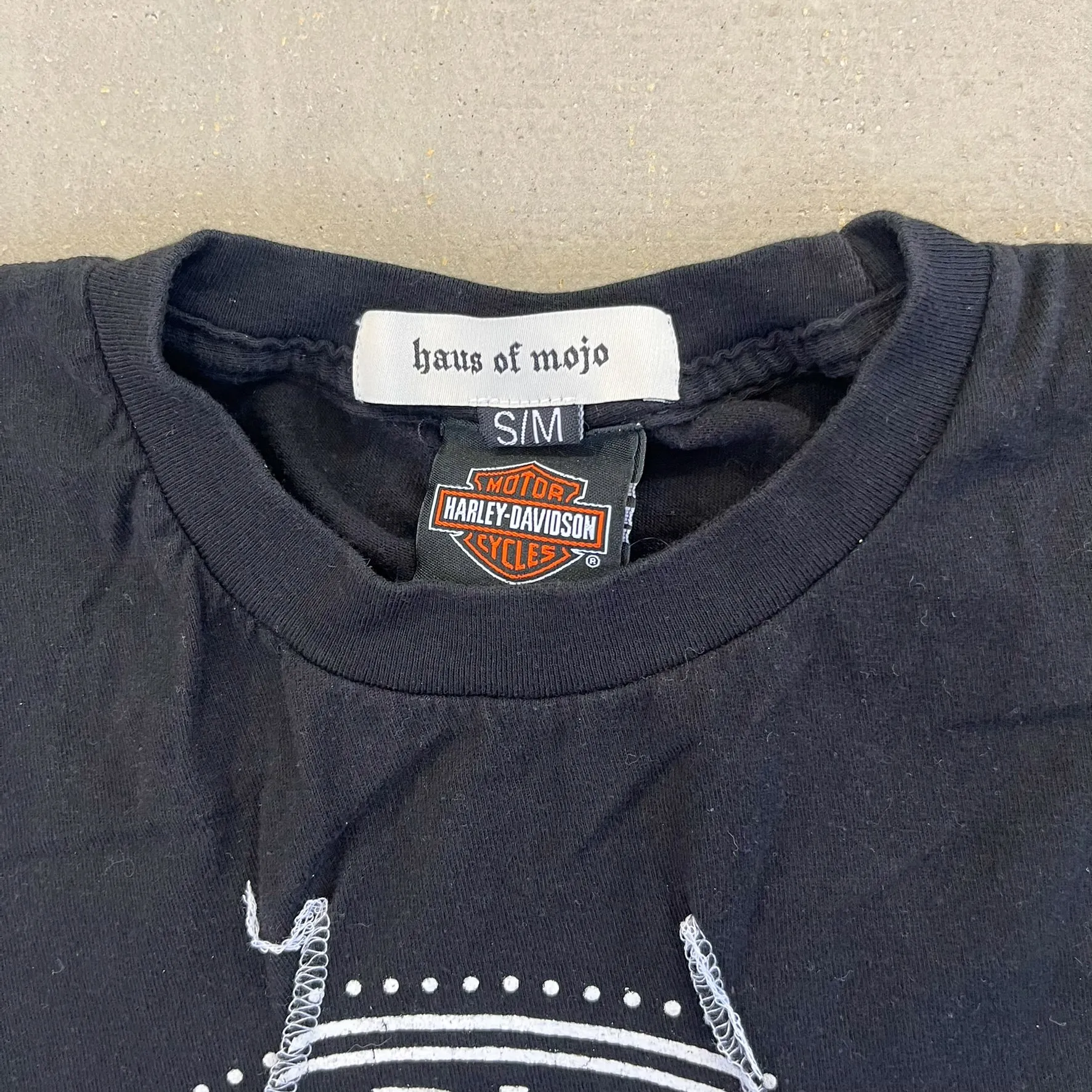 F- HOM Harley Davidson Vacaville Reworked Dbl Stitch Crop Top sold by HG Vintage product image thumbnail 3