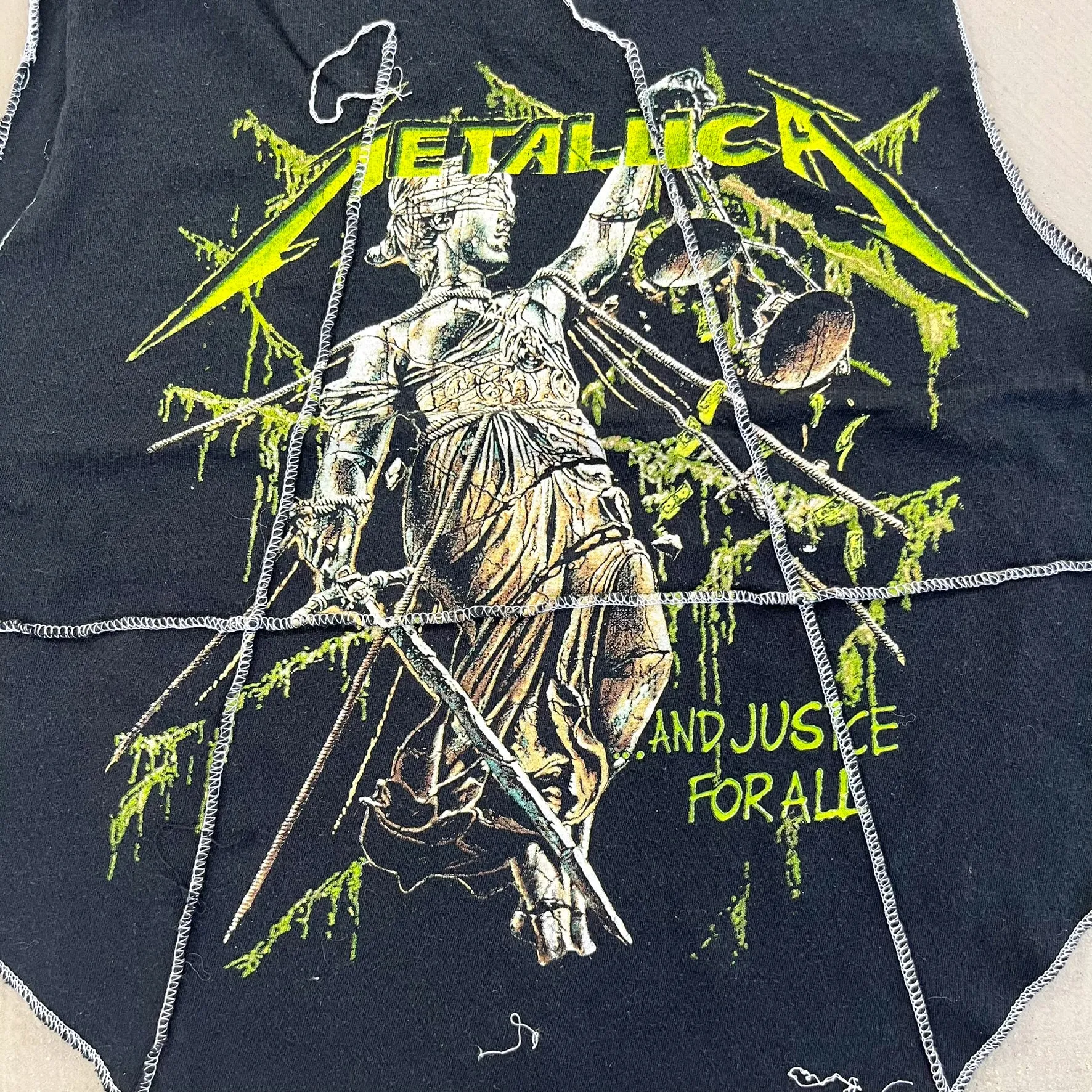 F- HOM Metallica And Justice Reworked Dbl Stitch Crop Top sold by HG Vintage product image thumbnail 2