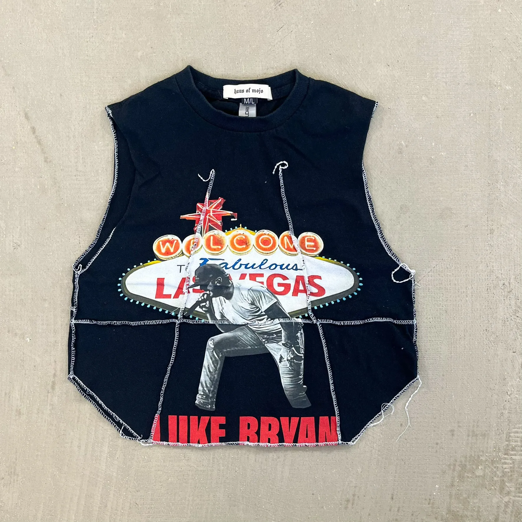 F- HOM Luke Bryan Reworked Dbl Stitch Crop Top sold by HG Vintage