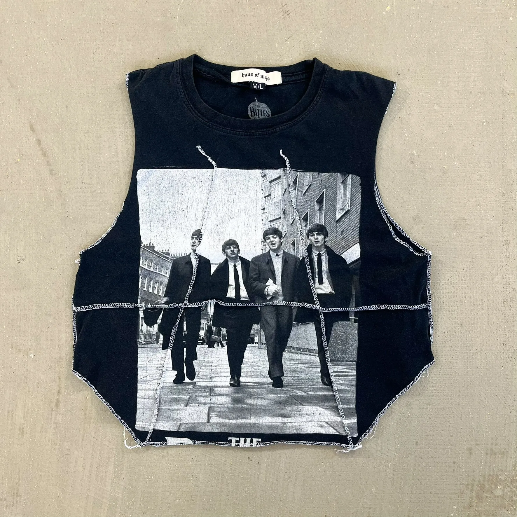 F- HOM The Beatles Picture Reworked Dbl Stitch Crop Top sold by HG Vintage