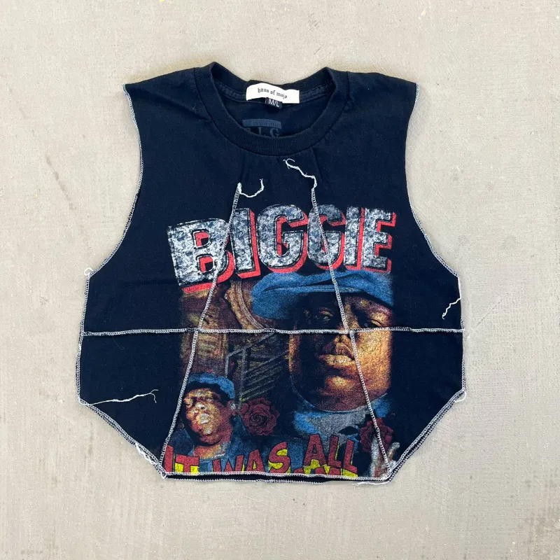 F- HOM Biggie Smalls Reworked Dbl Stitch Crop Top sold by HG Vintage