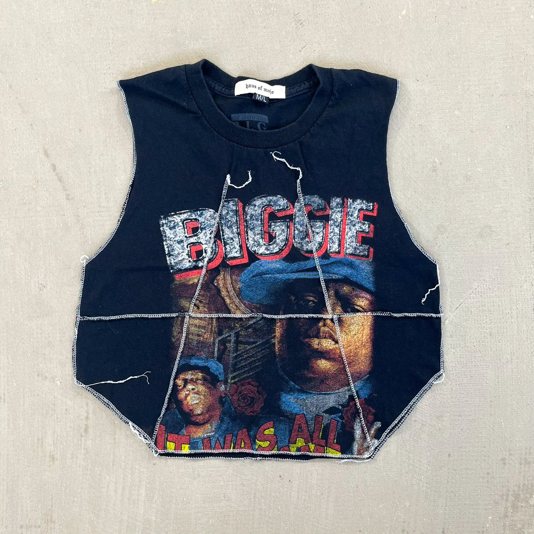F- HOM Biggie Smalls Reworked Dbl Stitch Crop Top sold by HG Vintage