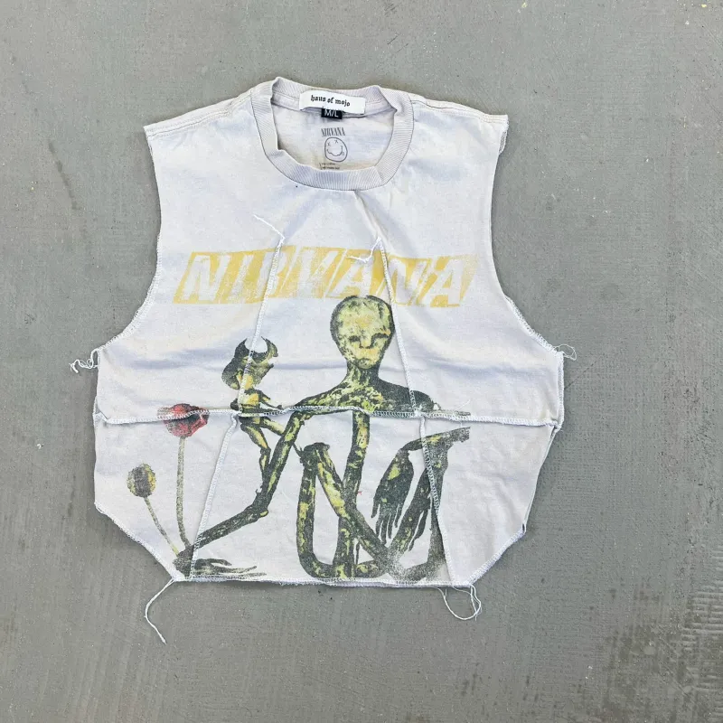 F- HOM Nirvana Insecticide Reworked Dbl Stitch Crop Top sold by HG Vintage