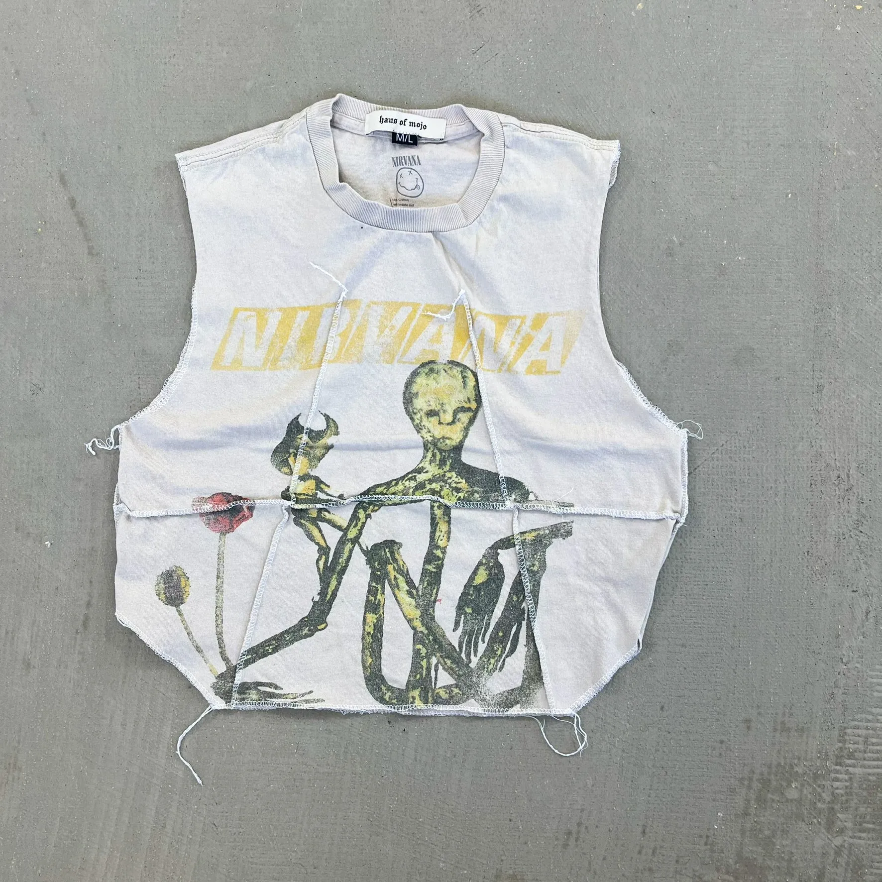 F- HOM Nirvana Insecticide Reworked Dbl Stitch Crop Top sold by HG Vintage