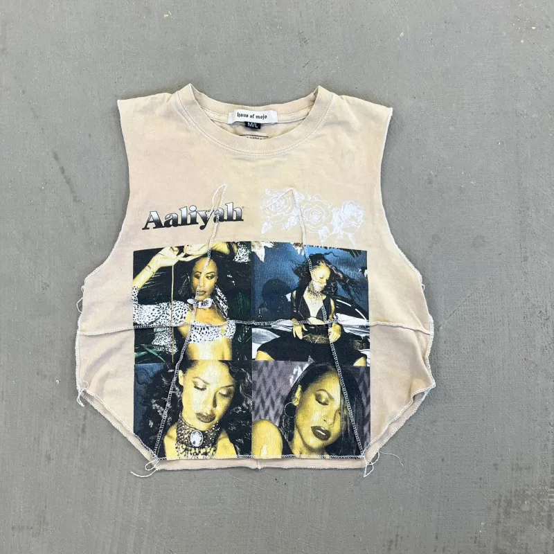 F- HOM Aaliyah Reworked Dbl Stitch Crop Top sold by HG Vintage