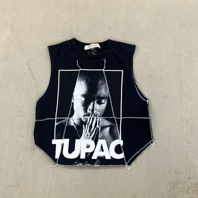 F- HOM Tupac Praying Hands Reworked Dbl Stitch Crop Top sold by HG Vintage