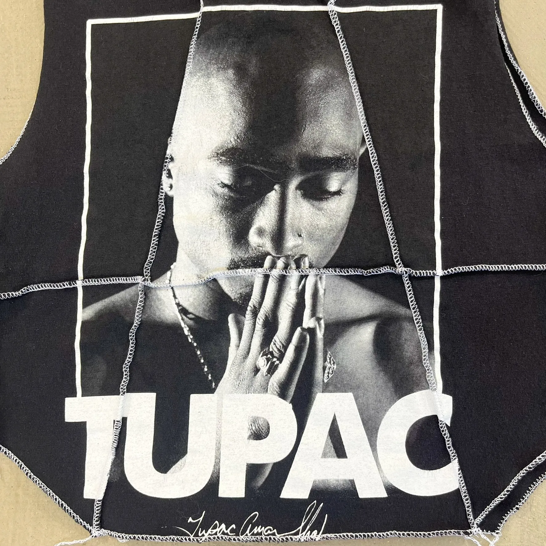 F- HOM Tupac Praying Hands Reworked Dbl Stitch Crop Top sold by HG Vintage product image thumbnail 2