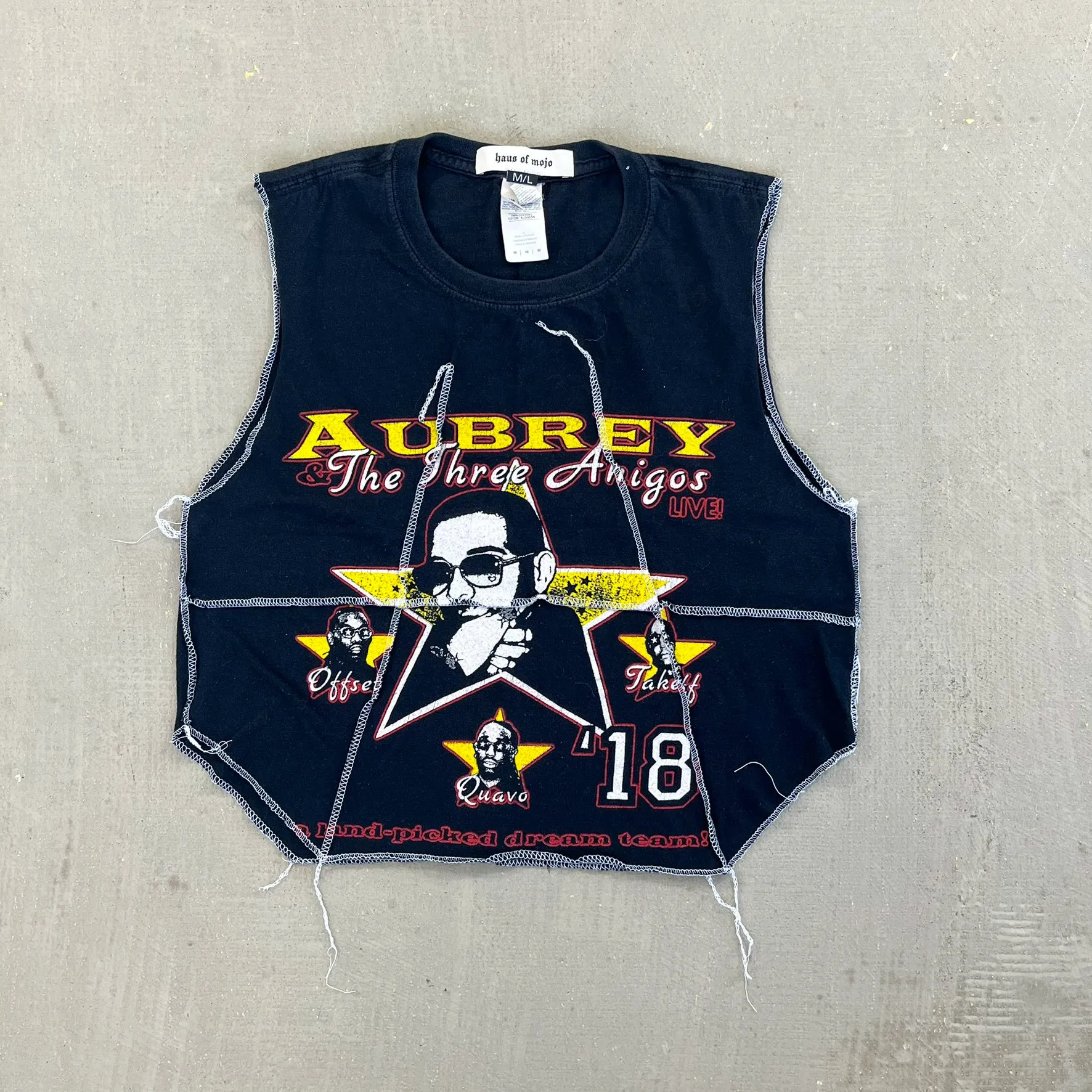 F- HOM Drake & Migos Reworked Dbl Stitch Crop Top sold by HG Vintage