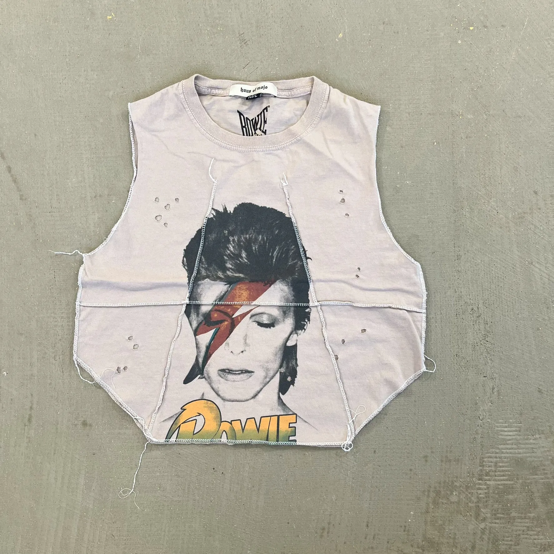 F- HOM David Bowie Reworked Dbl Stitch Crop Top sold by HG Vintage