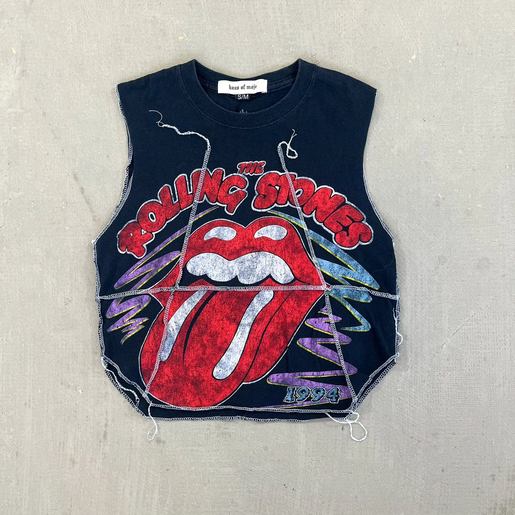 F- HOM Rolling Stones Logo Reworked Dbl Stitch Crop Top sold by HG Vintage
