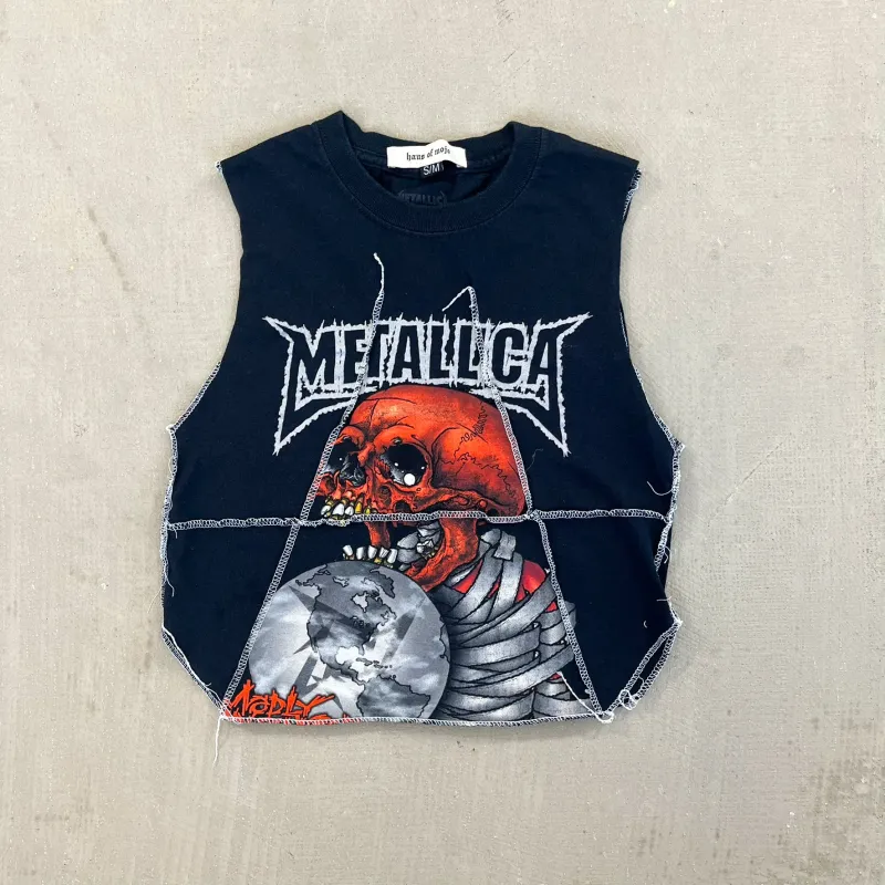 F- HOM Metallica Madly In Anger Reworked Dbl Stitch Crop Top sold by HG Vintage