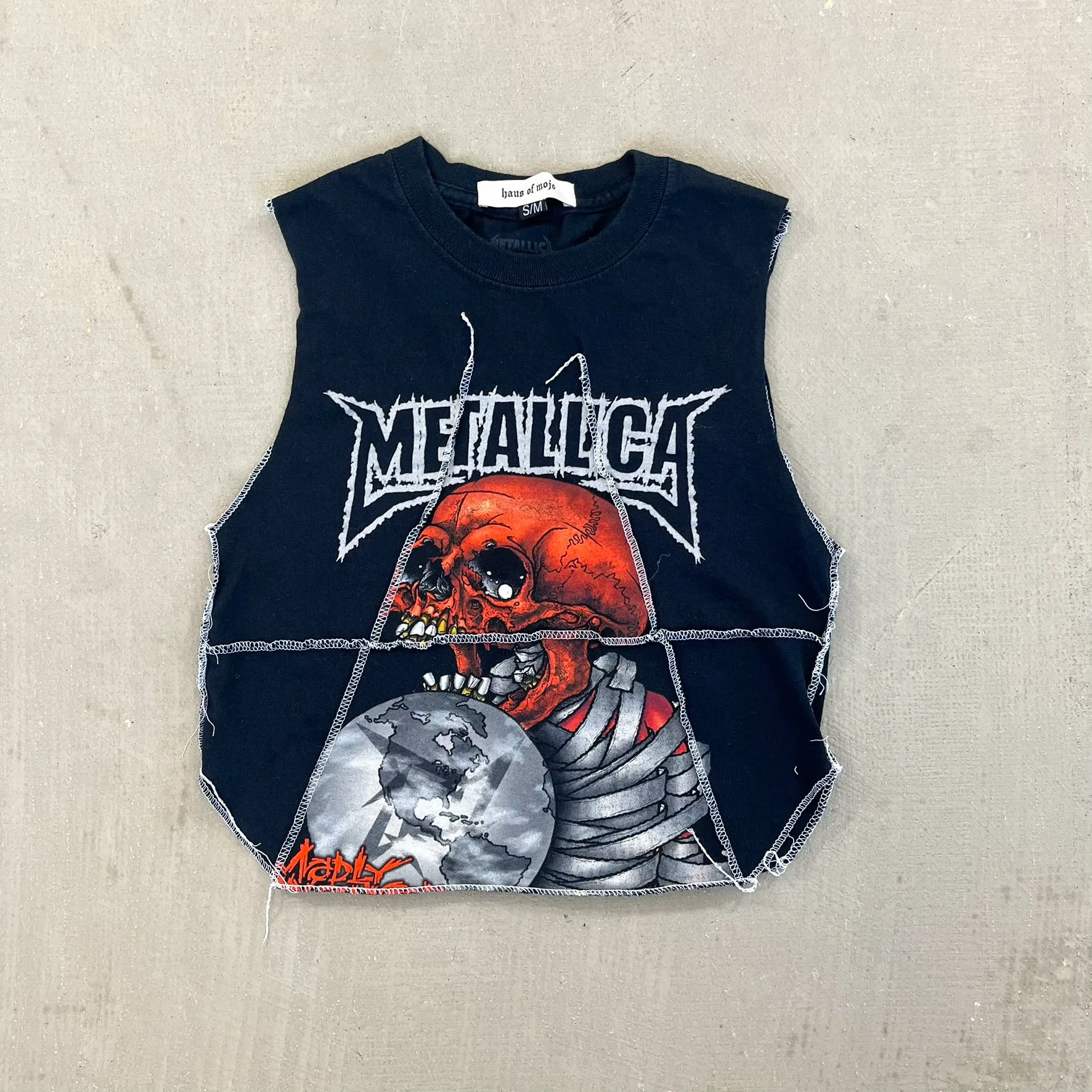 F- HOM Metallica Madly In Anger Reworked Dbl Stitch Crop Top sold by HG Vintage