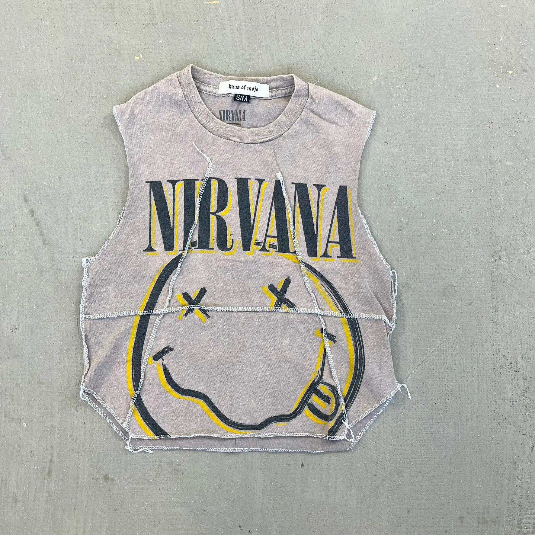 F- HOM Nirvana Smiley Face Reworked Dbl Stitch Tee sold by HG Vintage