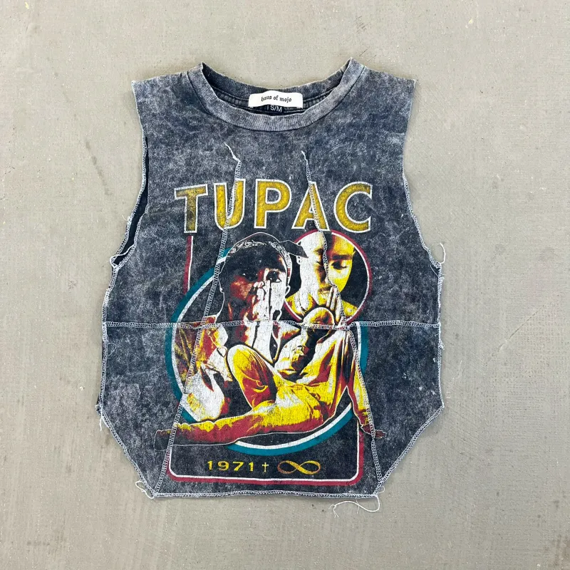 F- HOM Tupac Pictures Reworked Dbl Stitch Crop Top sold by HG Vintage