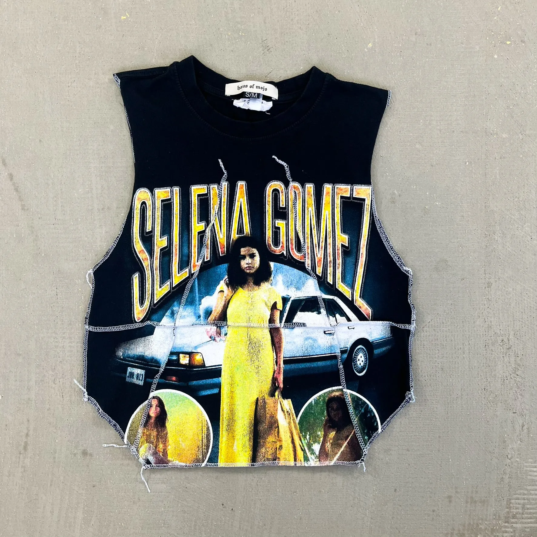 F- HOM Selena Gomez Reworked Double Stitch Crop Top sold by HG Vintage