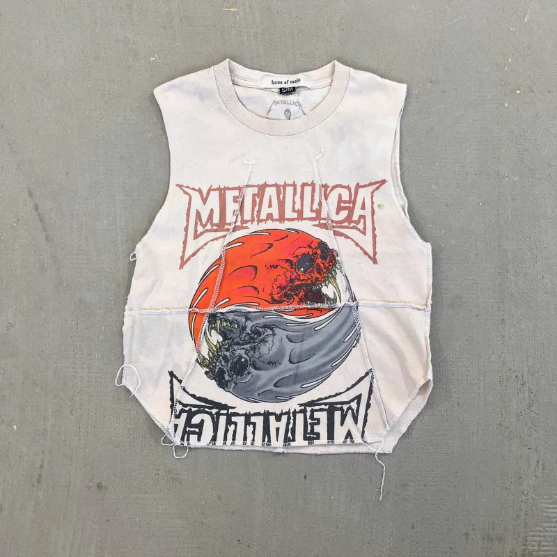 F- HOM Metallica Text & Logo Reworked Dbl Stitch Crop Top sold by HG Vintage