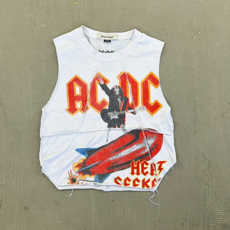 F- HOM AC/DC Heat Seeker Reworked Dbl Stitch Crop Top sold by HG Vintage