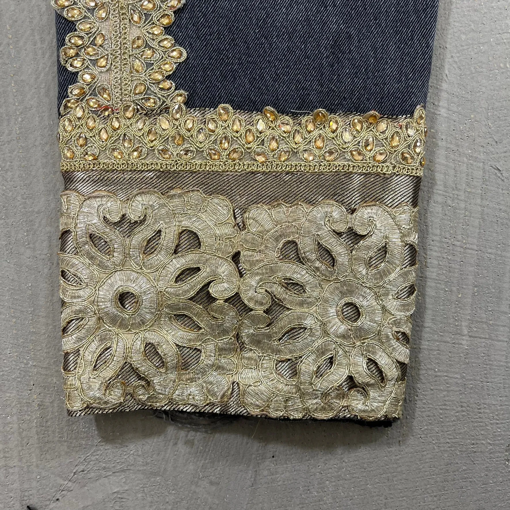 F- HOM Hand Beaded Levi's 550 Reworked Custom Jeans sold by HG Vintage product image thumbnail 3