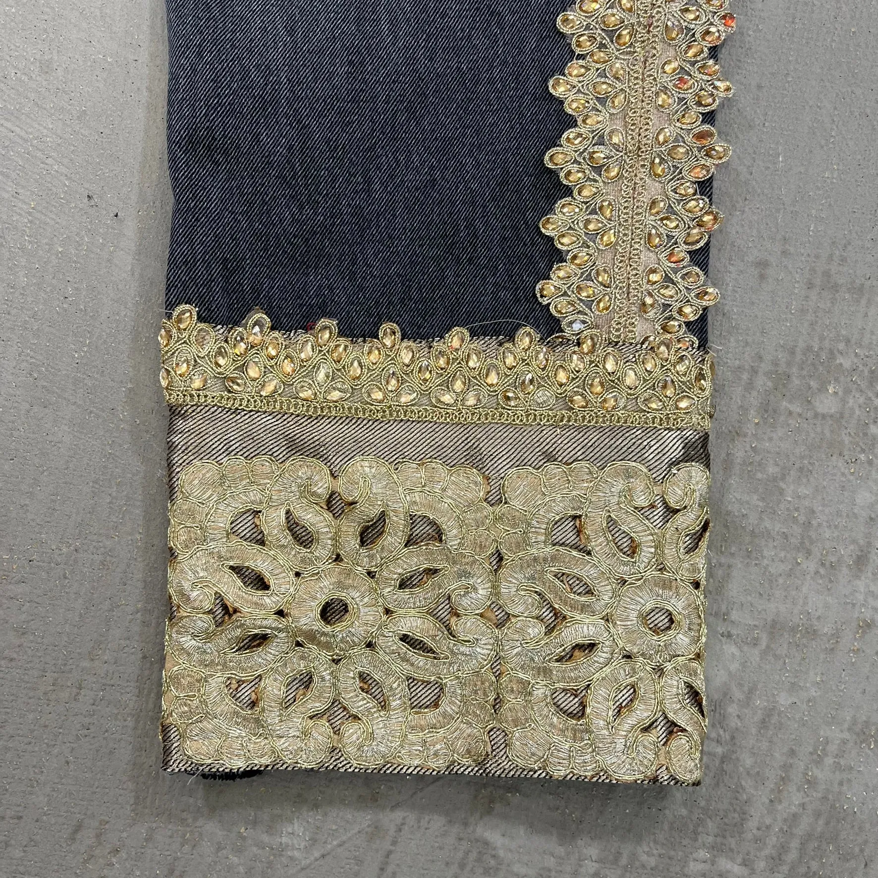 F- HOM Hand Beaded Levi's 550 Reworked Custom Jeans sold by HG Vintage product image thumbnail 4