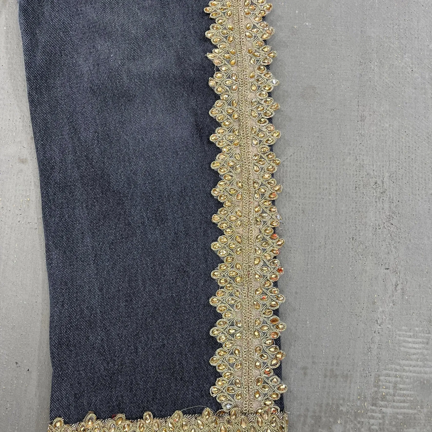 F- HOM Hand Beaded Levi's 550 Reworked Custom Jeans sold by HG Vintage product image thumbnail 5
