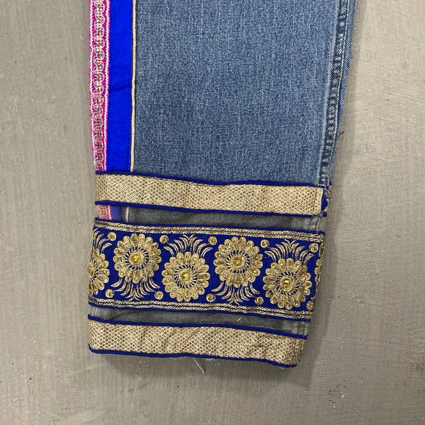 F- HOM Hand Beaded Levi's 550 Reworked Custom Jeans sold by HG Vintage product image thumbnail 5