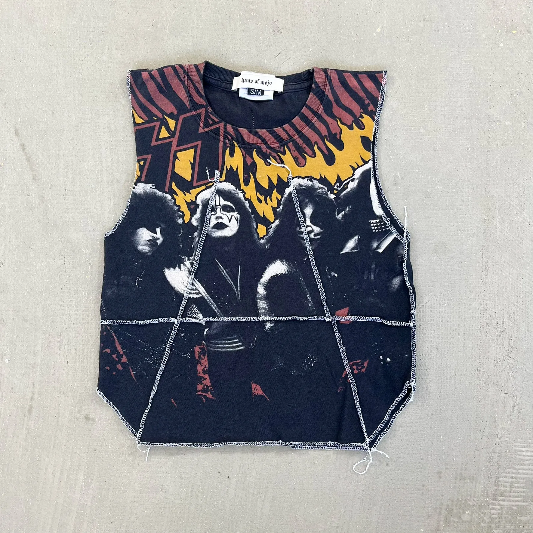 F- HOM KISS Jumbo Print Reworked Dbl Stitch Crop Top sold by HG Vintage