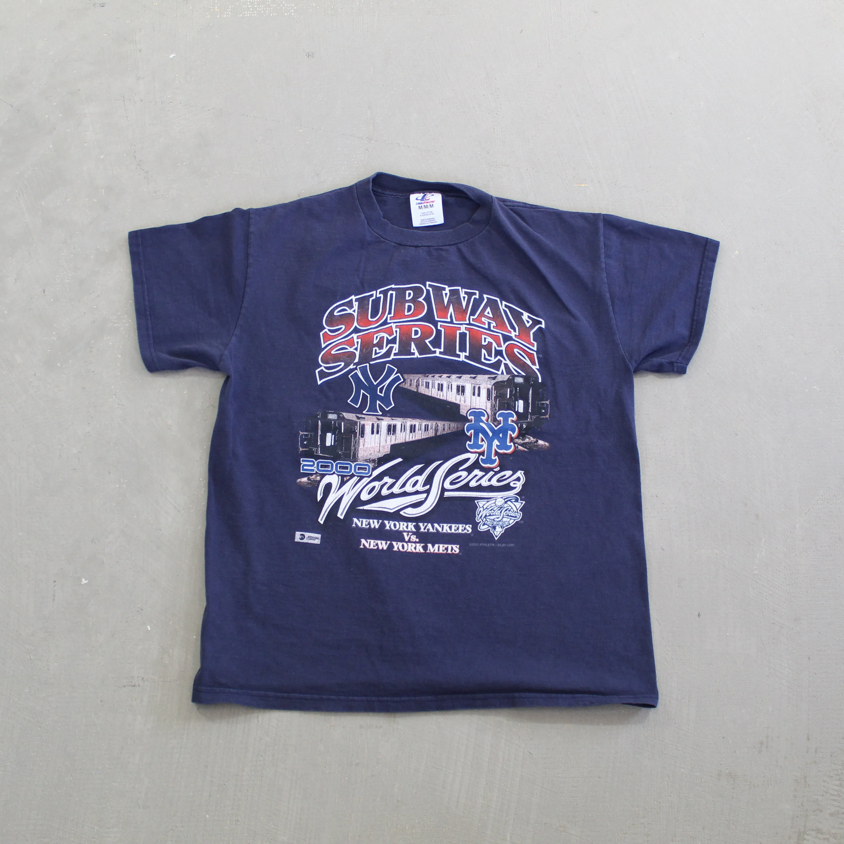 F- Vintage 2000 New York Yankees Vs Mets MLB Subway Series Logo Athletic Tee sold by HG Vintage